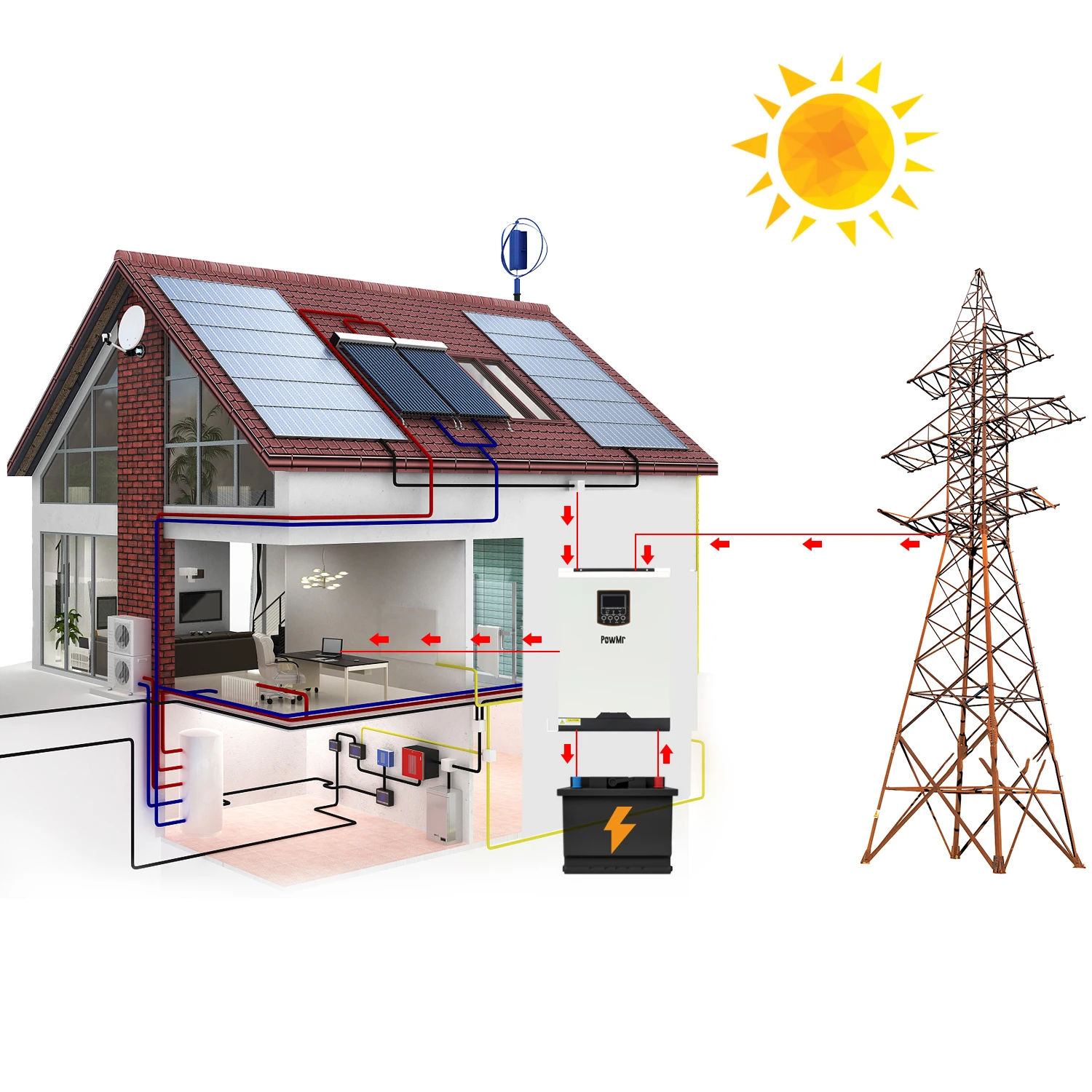 Puro da Onda Carregador de Bateria 230vac de Powmr 60hz do Inversor Solar 50hz - Híbrido Senoidal Pwm 24v 3000va 3000w Cheap Inversores solares
