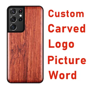 elewood custom 3d carved picture wood cases luxury tup soft edge cover wooden accessory thin shell protective samsung phone hull free global shipping