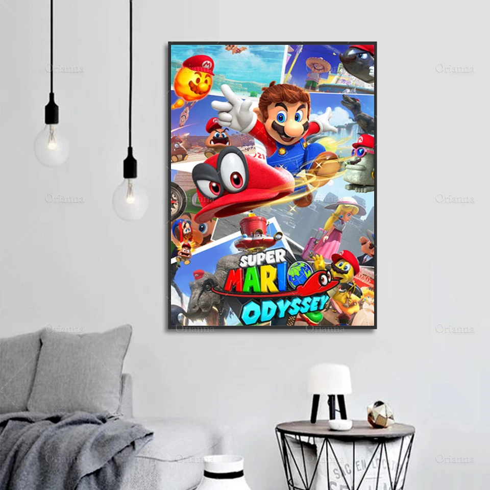 Картина Супер Марио для видеоигр популярное искусство винтажный холст плакат