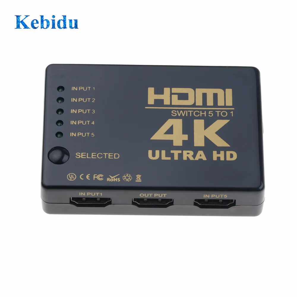 Переключатель KEBIDU 4K * 2K 5x1 разветвитель коробка Ultra HD 1080P HDMI совместимый для HDTV Xbox PS3