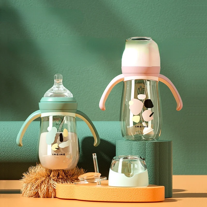 

Infant Feeding Bottle Straw Cup Baby Milk Bottle Multi-purpose Drop-proof Wide-caliber Feeding Baby Bottle Newborn Glass Bottle