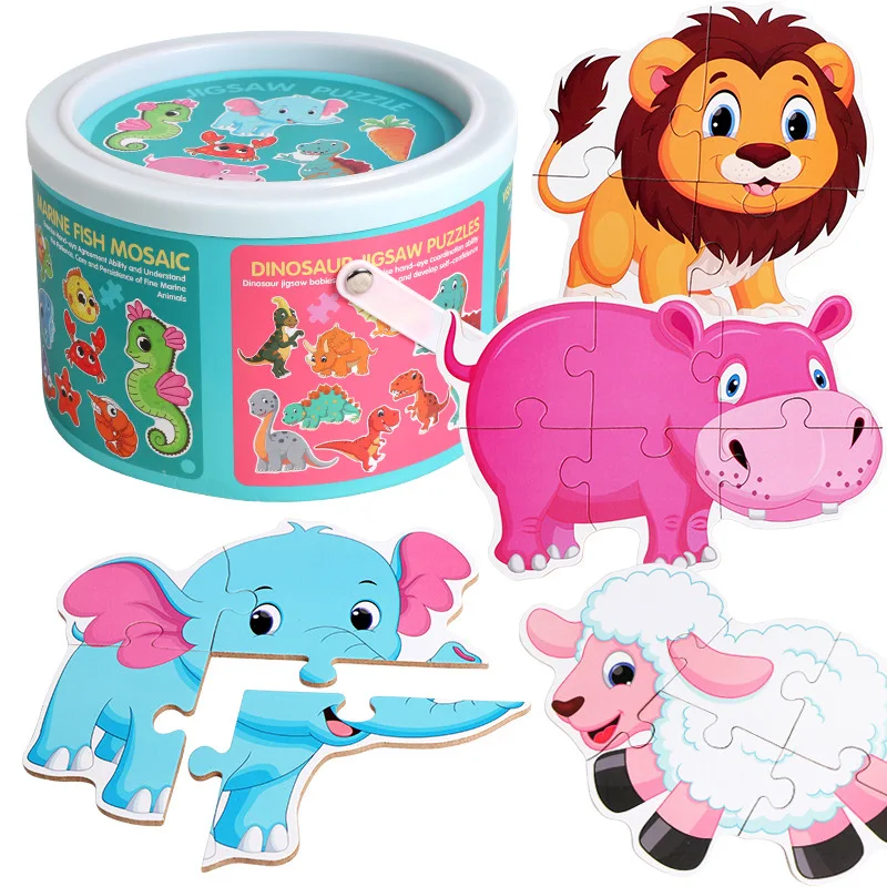 

Barreled laptop of animal wood fruits dinosaur puzzle toy kids cartoon animation education early puzzle building block