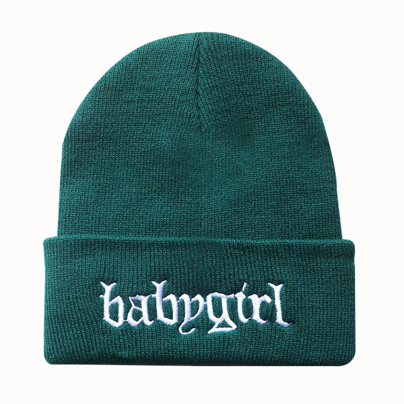 

Babygirl letter embroidered knitted hat hip hop skiing Beanie party promotion gift cap can be customized Skullies Beanies