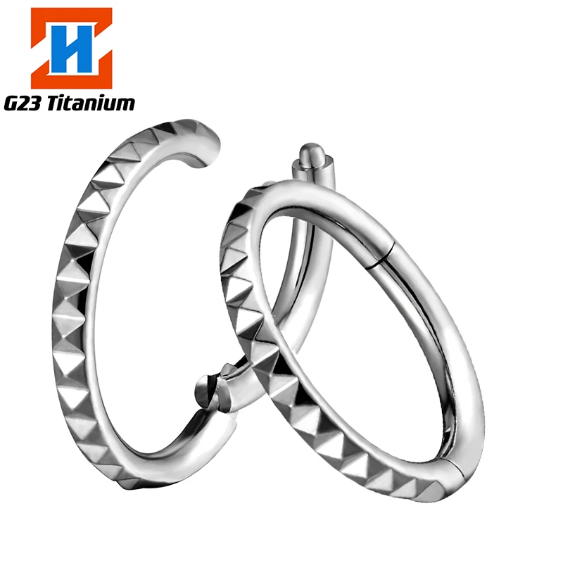

1PCS G23 Titanium Hoop Earrings Nose Ring Square Cut Side High Polished Nose Septum Segment Rings Helix Perforated Body Jewelry
