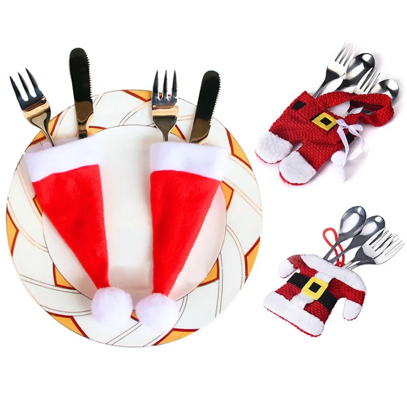 4 шт. рождественские украшения Санта Клаус Декор для ужина шляпа олень Рождество