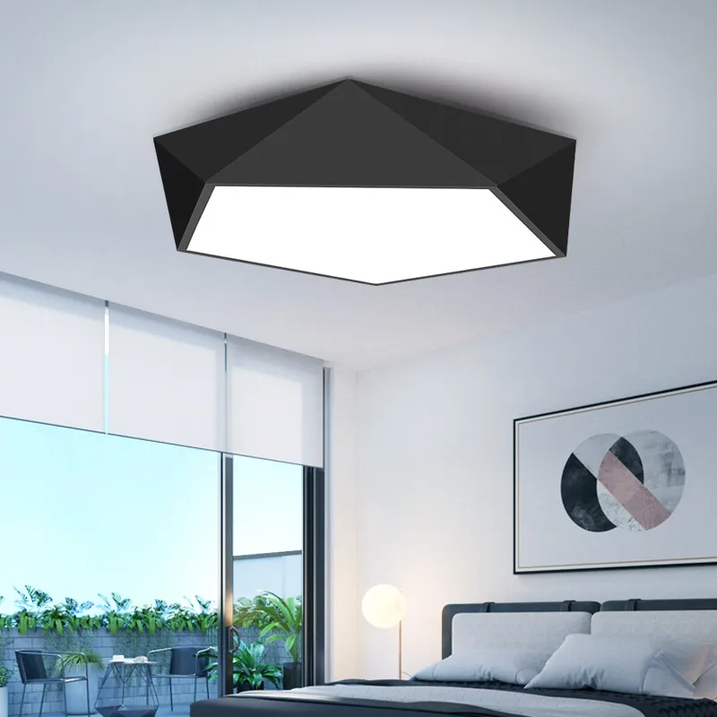 Черный железный деревянный геометрический потолочный светильник для спальни