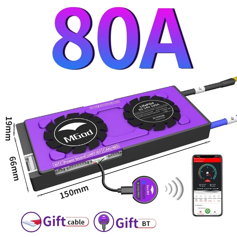 

Аккумулятор для солнечных батарей Lifep4 Smart BMS, внешний аккумулятор 24S 80A ~ 250A, USB UART RS485, активный баланс, 12 В ~ 72 в, низкая температура отключения