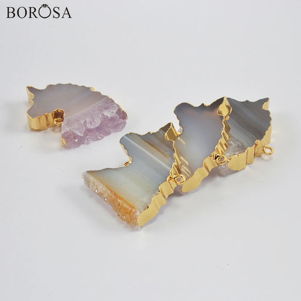 

Gold Color Unicorn Natural Agates Druzy Connector for Bracelet Making Gems Druzy for Necklace Minerals Stone Beads Jewelry G1993