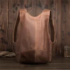 Мужской рюкзак из натуральной коровьей кожи, винтажный вместительный школьный рюкзак для мальчиков-подростков