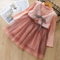 new kids dresses girls bow lace tulle dress wedding little girl ceremony party birthday dress children autumn clothing