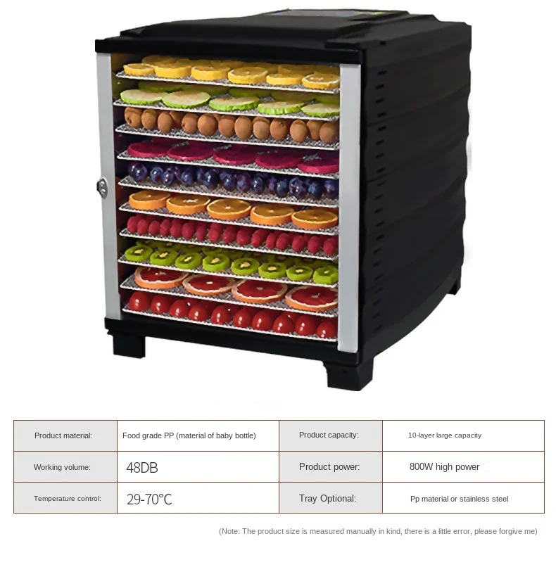 

10 layers fruit dryer cross-border supply stainless steel food dryer meat dryer dried fruit machine 220v800W