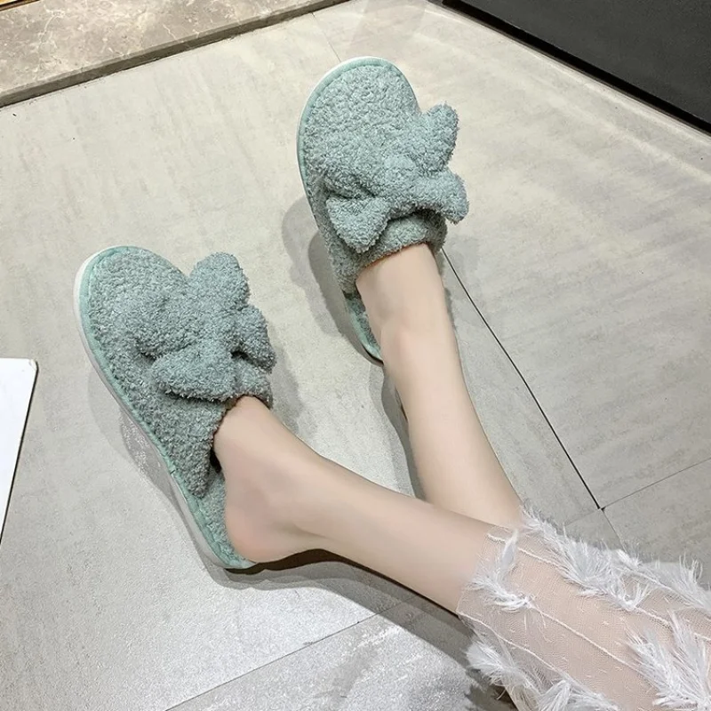 Household Solid Color Cotton Slippers Ladies Autumn and Winter Comfortable Slippers Furry Slippers Women Fashion Women's Shoes