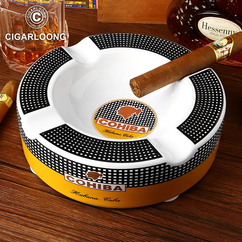 Пепельница для сигар COHIBA, керамическая, модная декоративная пепельница для гостиной, большой резервуар для сигар, пепельница с 4 отделениям... (art.: 3a366fed873) - 3a366fed873