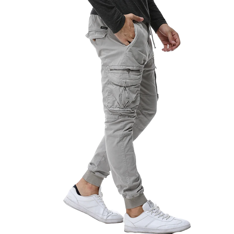 

2020 Mens Cargo Pants Men Joggers Casual Cotton Pants Hip Hop Ribbon Male army Trousers 38