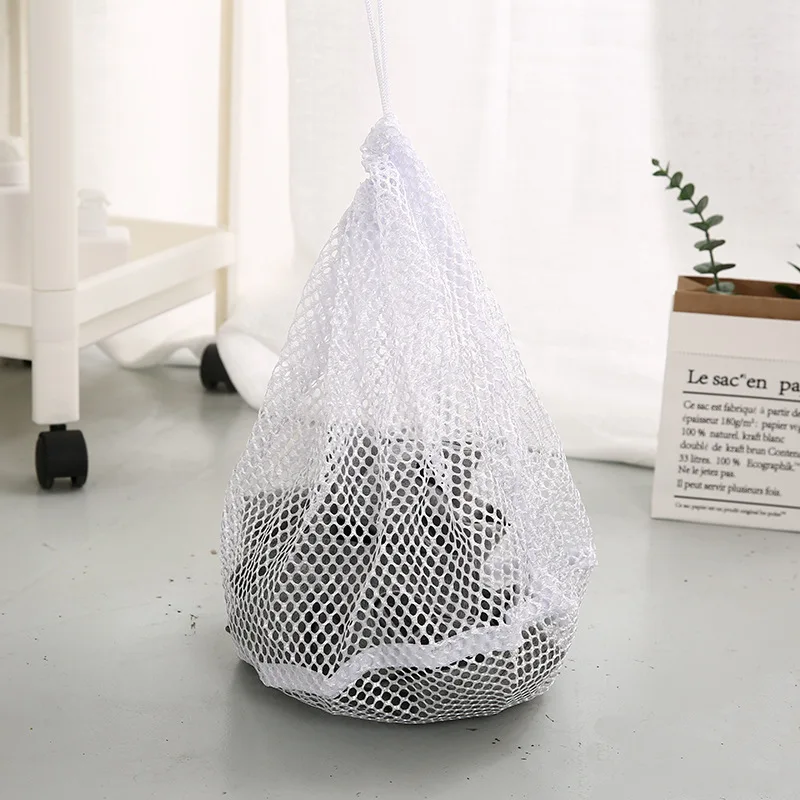 

Hotel drawstring storage bag thick and fine mesh cleaning wash protection bag household thickened laundry bag giveaway wholesale