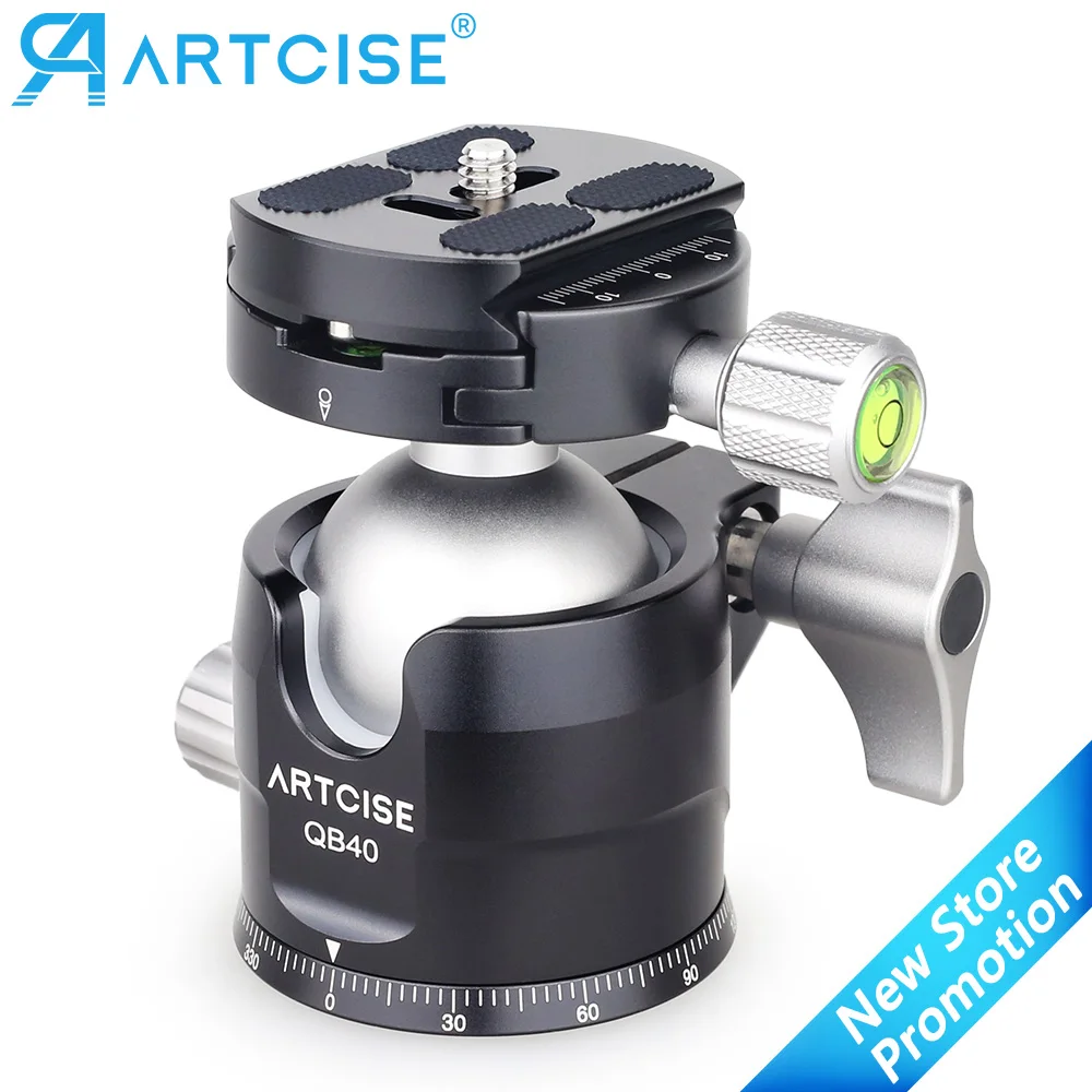 Cabeça de Tripé Todo o Metal Rápida para Dslr Universal Ballhead Perfil Baixo Panorâmica Monopé Bola Cabeça Montagem Placa Liberação Câmera Qb40