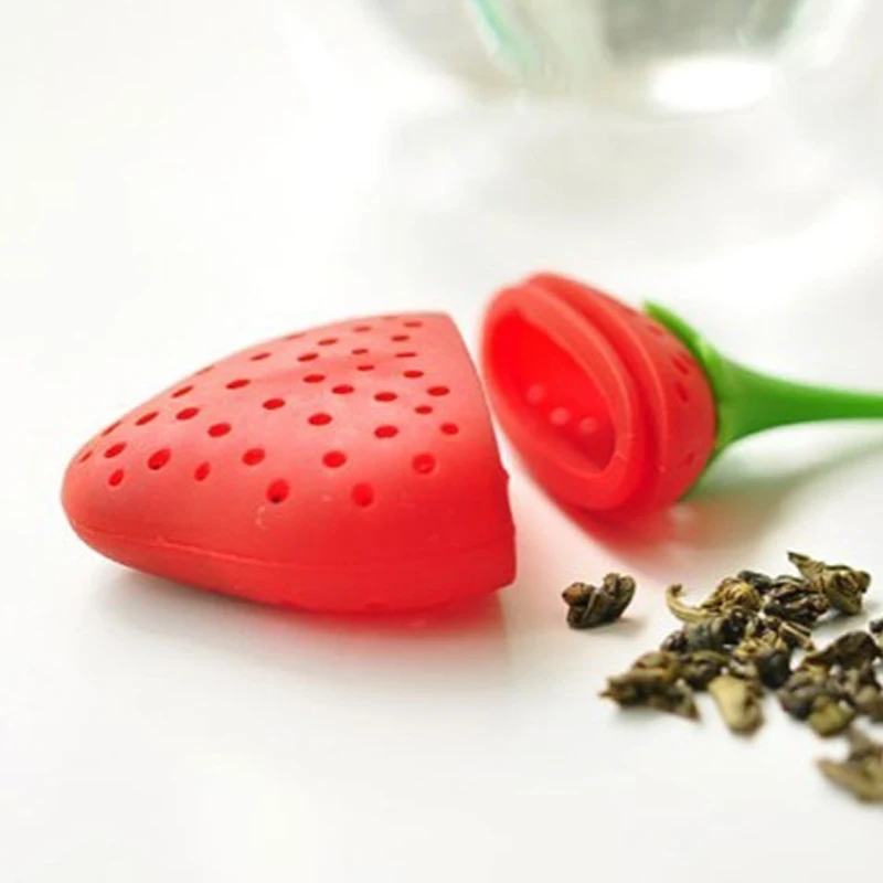 Силиконовые Клубника свободные ПЕРФОРИРОВАННОЕ ситечко для трав и специй фильтр