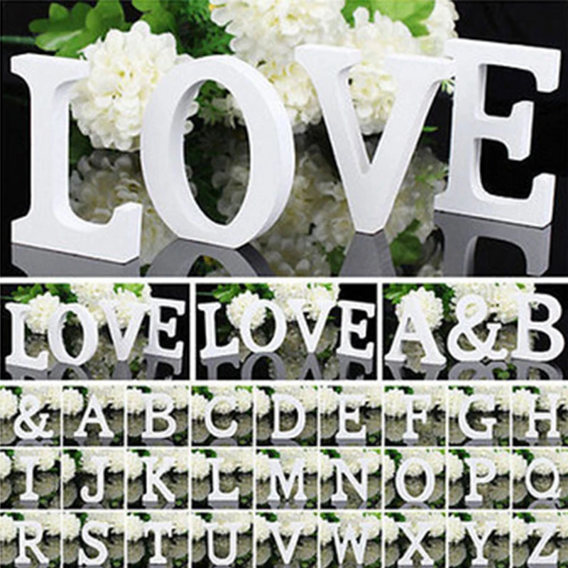 

1pc DIY 8cm Freestanding Wood Wooden Letters White Alphabet Wedding Birthday Party Home Decorations Personalised Name Design