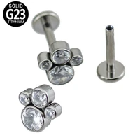 g23 titanium push in 4 cz blaze set curve tops labret piercings lip stud helix ear cartilage tragus earring lip ring jewelry