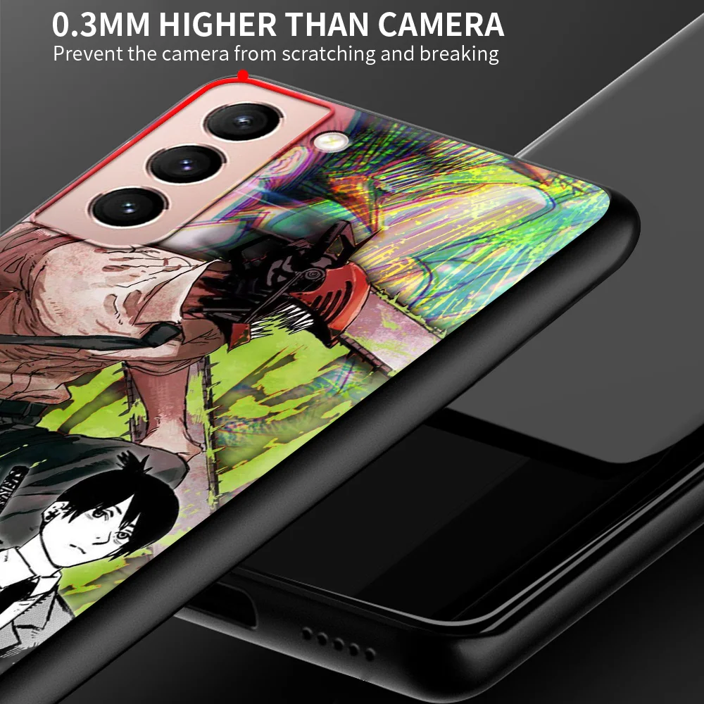 

Silicone Phone Case For Samsung Galaxy S20 FE S21 Ultra 5G S8 S9 S10 Plus Anime Chainsaw Man Bumper Shell Cover Coque Fundas