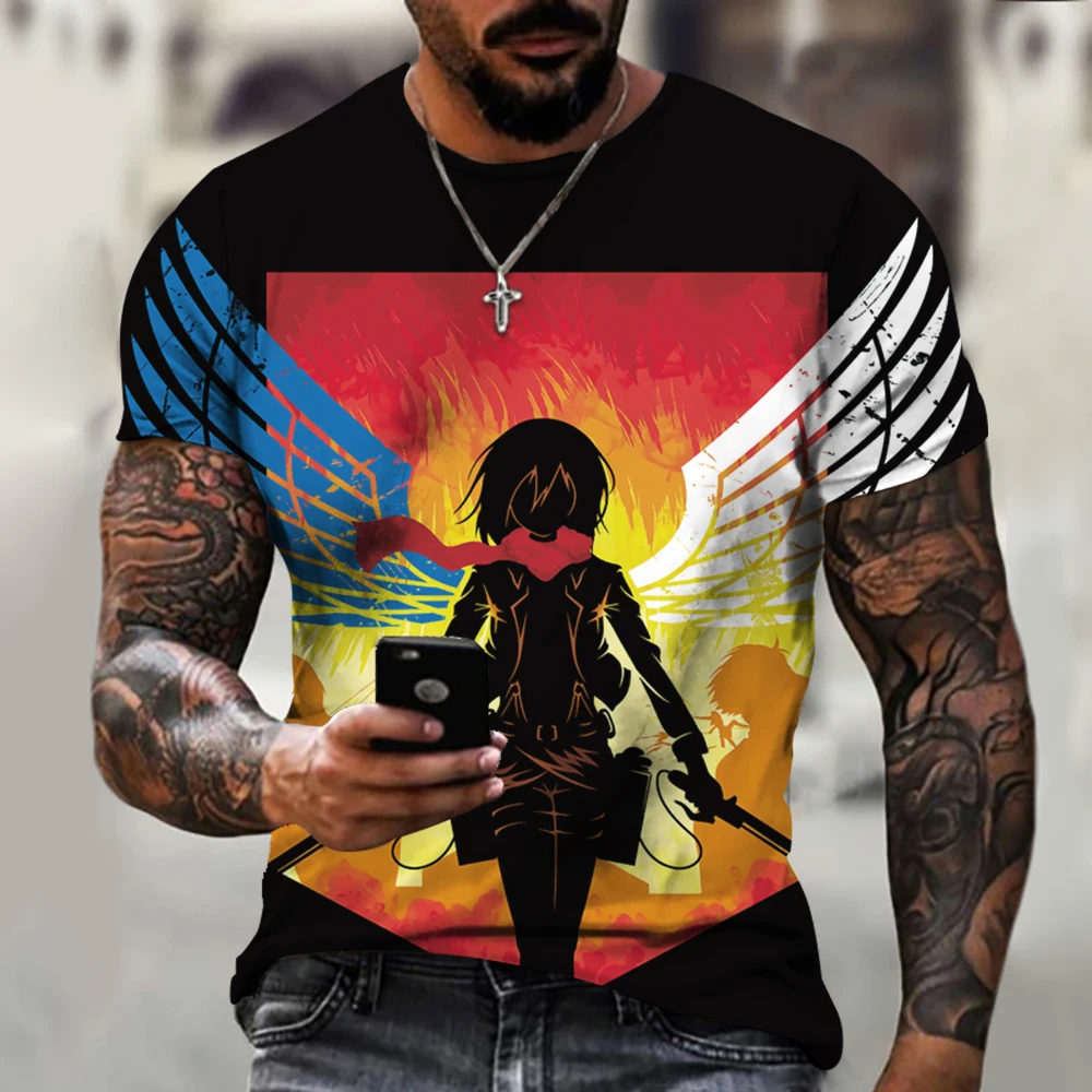 

2021 T-shirts Attack On Titan Manga Short Sleeves Summer Fashion Handsome Man Women Soft High Quality Casual Harajuku Breathable