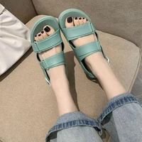 summer womens shoes ladies flat parallel bar sandals 2021 style women round toe solid platform fashion casual beach buckle shoe