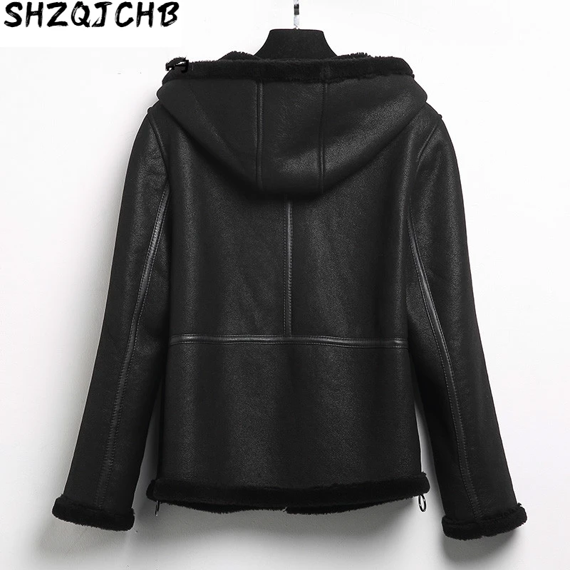 

JCHB 2021 Sheepskin Real Leather Jacket Women Sheep Shearing Winter Coat Women Plus Size Real Fur Coat Women Clothes FG17018 YY