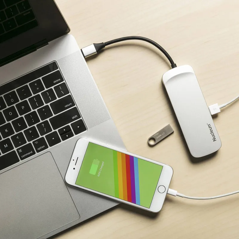 Kingston Nucleum USB C мульти-концентратор 7 в 1 HDMI type-C адаптер USB3.1 ридер Зарядка для Iphone MacBook подключение USB и Micro/SD карты