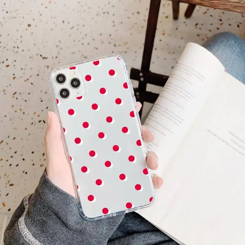 

Polka Dot Love Heart Customer Phone Case Transparent soft For iphone 5 5s 5c se 6 6s 7 8 11 12 plus mini x xs xr pro max