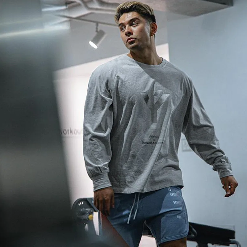 

Autumn new round neck long-sleeved T-shirt year casual cotton sportswear fitness loose men's shirt street casual men's clothing