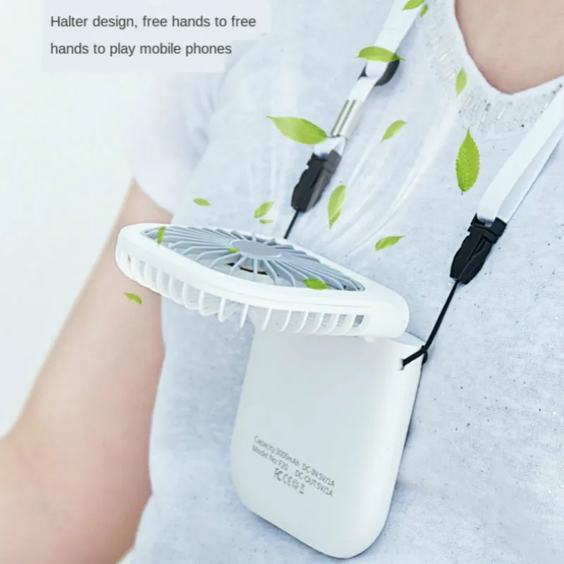 

Hanging Neck Fans Mini Portable Folding USB Small Fan Mute Power Bank Portable Handheld Desktop Multi Function Charge Fan