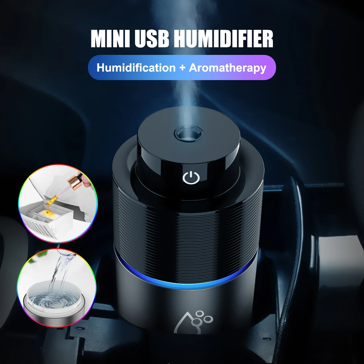 Портативный Светодиодный увлажнитель воздуха с USB распылитель эфирного масла