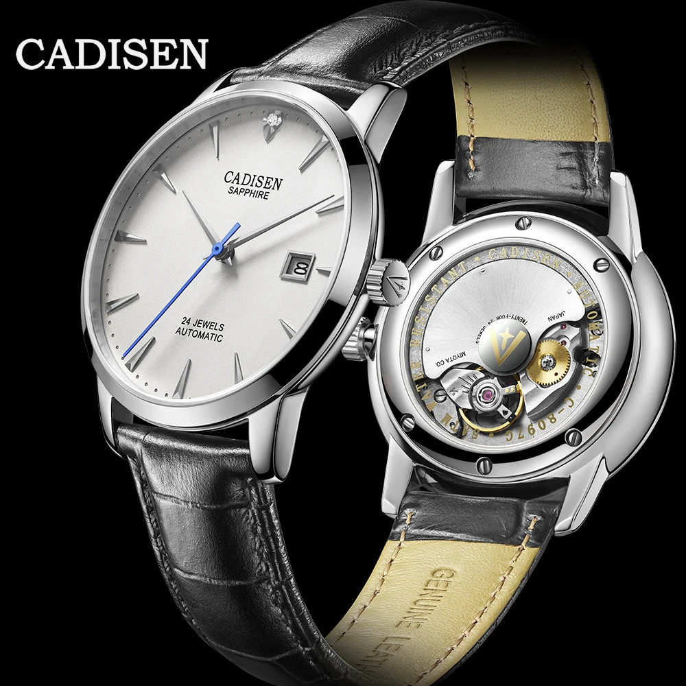 

CADISEN Top Brand Luxury Men Watches MIYOTA 9015 Curved Sapphire Glass Clock Real Diamond Watch Automatic Mechanical Wristwatch