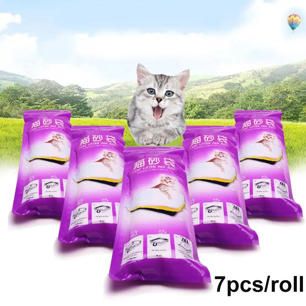 

HOT SALES!!! 7Pcs/Roll Drawstring Thick Pet Cats Litter Pan Bag Liner Pouchs Cleaning Supplies Pet Cat Litter Bag Disposable