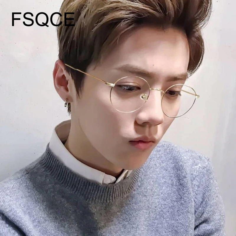 2021 Модные прозрачные очки унисекс в круглой металлической оправе с прозрачными