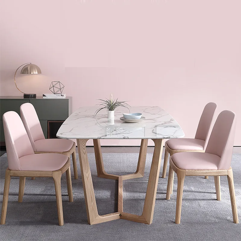 Обеденный стол из массива дерева Простой Мраморный Стол для маленькой квартиры