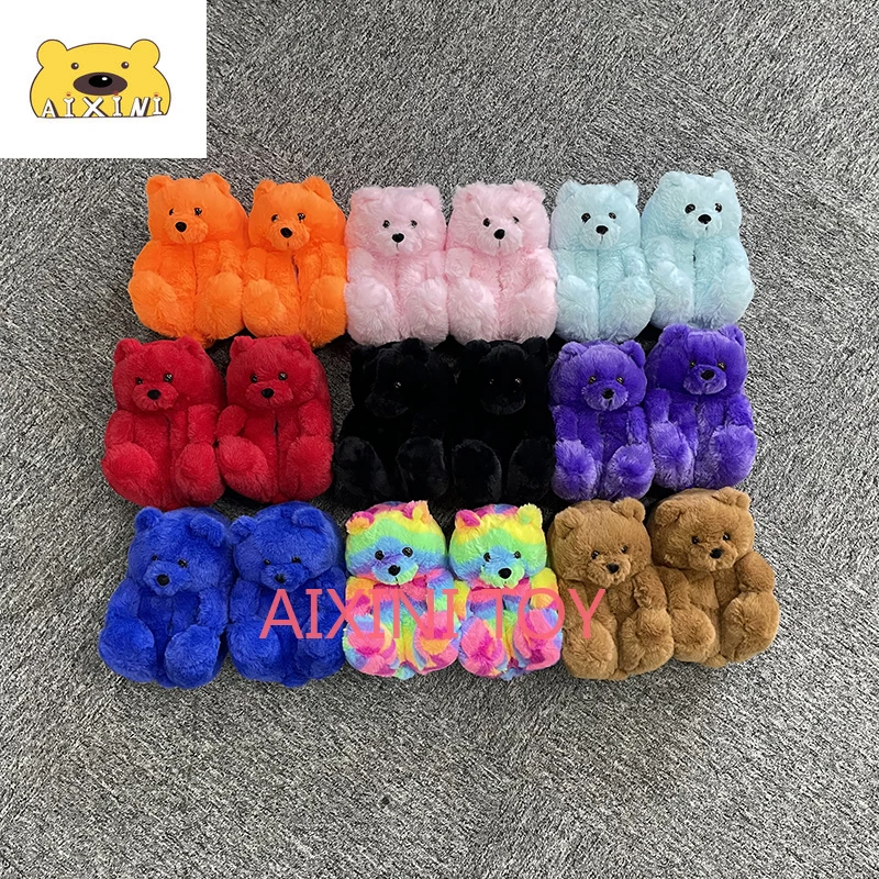

Bear Slippers Teddy Bear Slippers for Kids Teddy Slippers Children Kawaii Shoes Soft Antislip Faux Fur Cute Winter Warm Fluffy