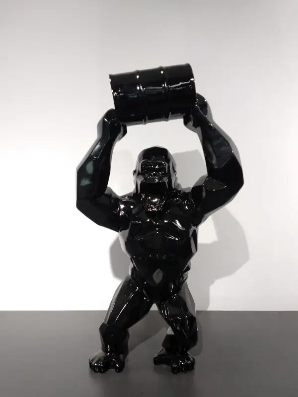 65 см большая геометрическая обезьяна King Kong украшение для гостиной Горилла скульптура FRP современная статуя подарок на день рождения для свадьбы R3541 - Цвет: Черный