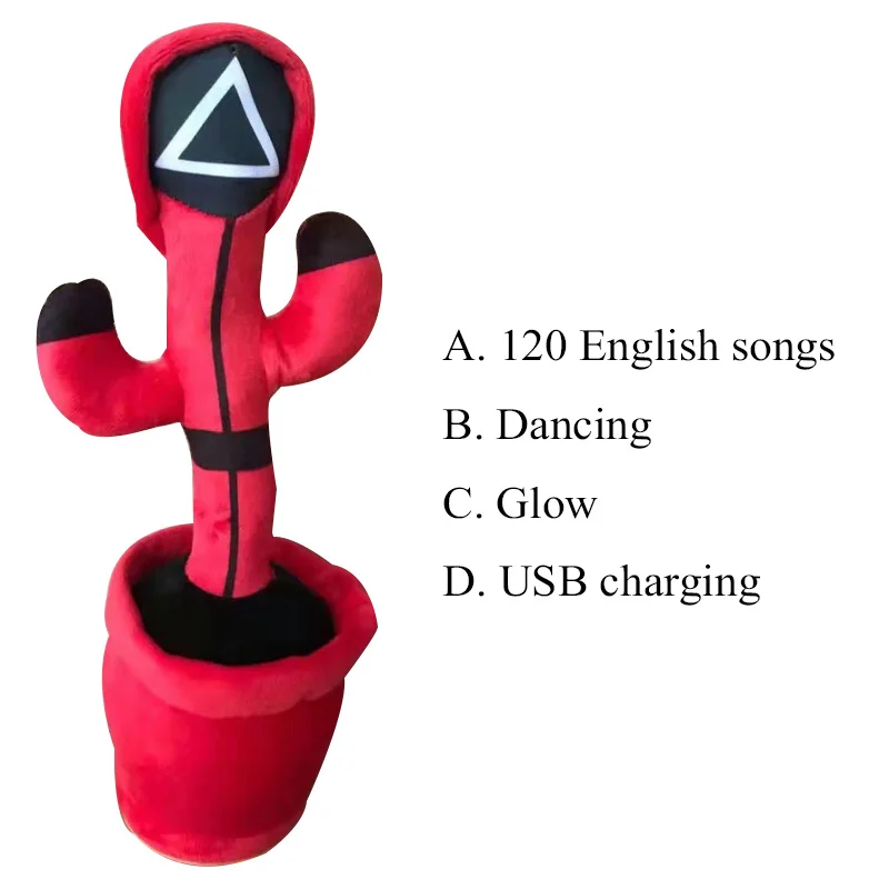 

Dancing Squid Game 120 English Songs Plush Toy Soft Kawaii Glow USB Doll Stuffed Toy Interactive Kids Christmas Children Gift