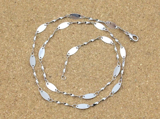 

5pcs/lot Oval Charms Link Chain Bulk With Lobster Clasps Silver Color Metal for DIY Jewelry Necklace Findings Material