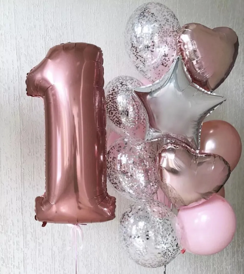 1 летнего мальчика Девочка День рождения воздушные шары Baby Shower шар 40 дюймов