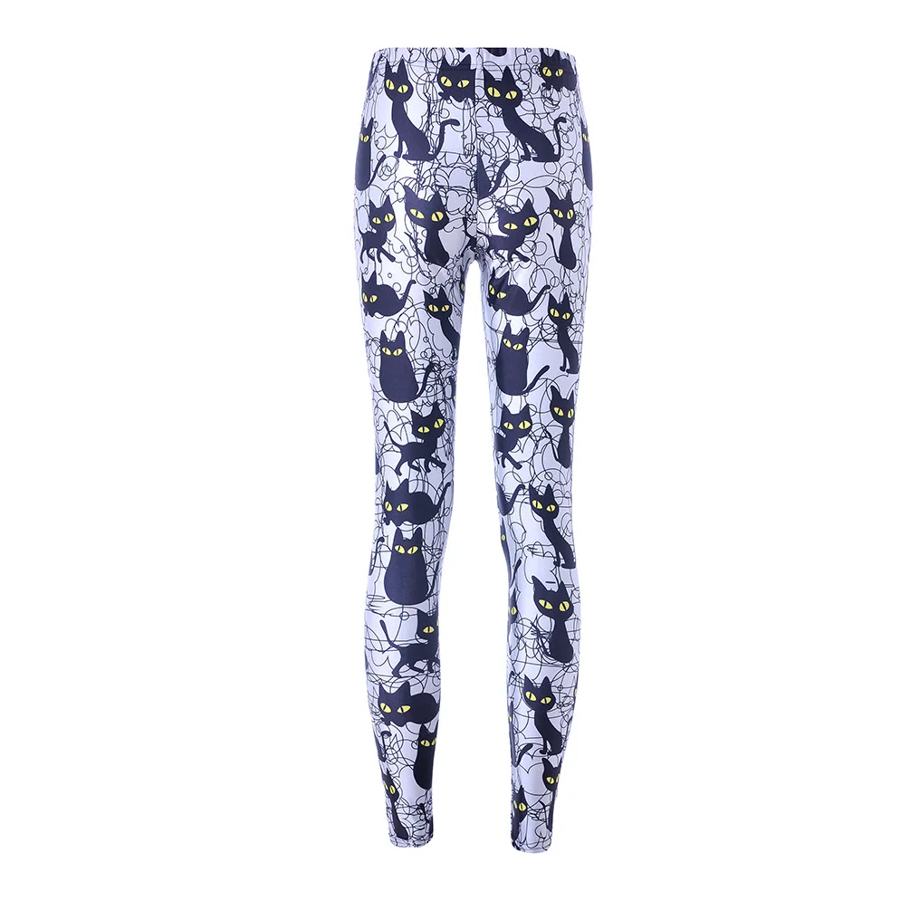 

Sexy Women New Pants Womens Trousers Fashion Cute cartoon black cat Pant Capris Cute New Fitness