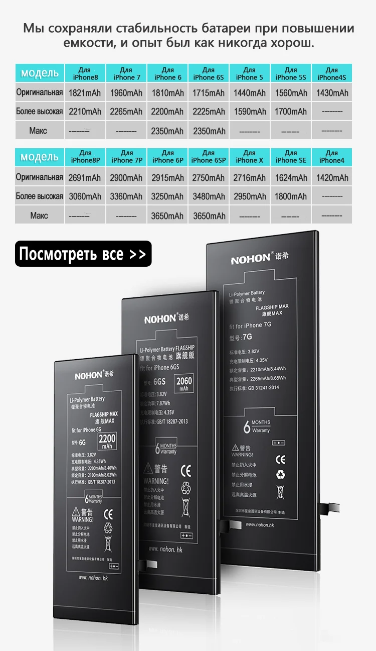 NOHON аккумулятор для Apple iPhone X, 8, 7, 6, 5S, 5C, сменная батарея большой емкости, литий-полимерная батарея для iPhone8, 6G, бесплатные инструменты
