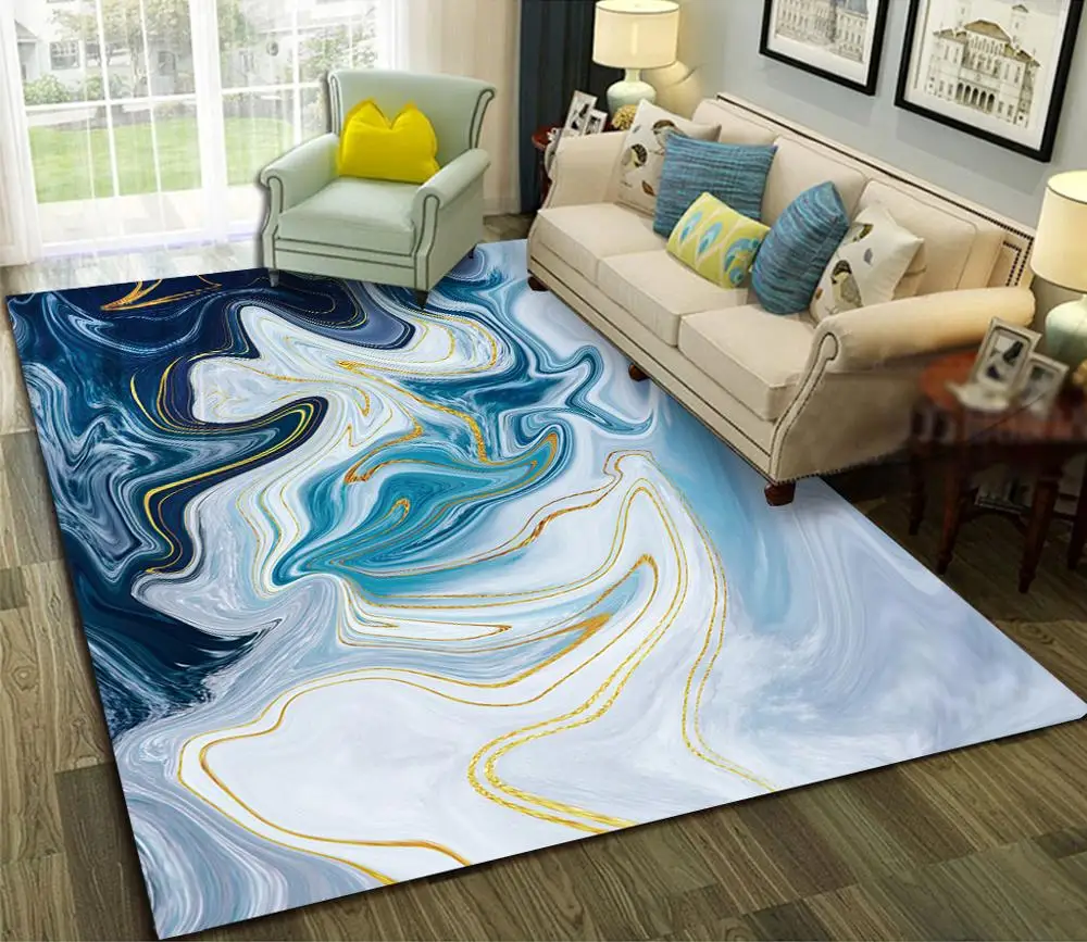 Золотой мраморный рисунок абстрактный большой мягкий ковры для спальни дома