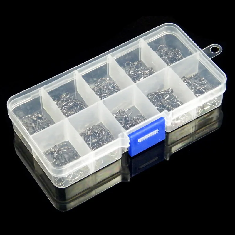 100 шт./кор. рыболовный Вертлюг из нержавеющей стали с защелкой и подшипником |