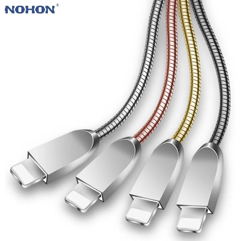 Nohon Metal Spring USB Phone Cable For iPhone 11 Pro Max XS XR X Micro Type C Charging Data Sync Transfer Cord Charger | Мобильные
