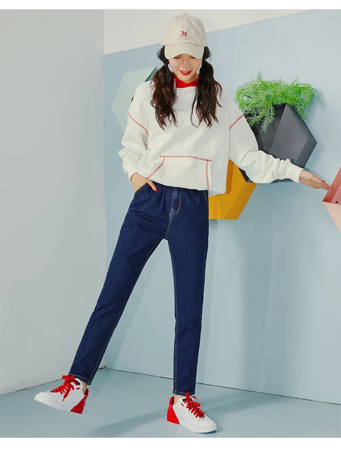 LEIJIJEANS, Новое поступление, двубортные свободные темно-синие брюки от Harlan, крутые джинсы для девочек, большие размеры, женские длинные джинсы 9094
