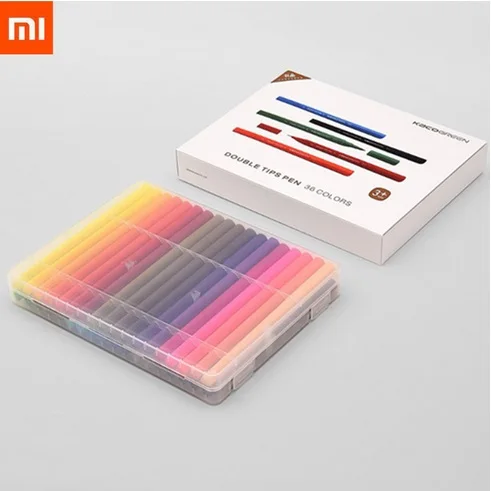 36 colors Xiaomi KACO ARTIST 36 цветов двойные кончики акварельные ручки живопись граффити арт Маркеры Набор для рисования нетоксичный безопасный детский подарок - Цвет: 36 colors