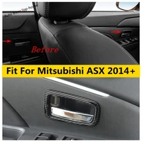 carbon fiber look matte accessories inner door handle bowl frame cover triminterior refit kit for mitsubishi asx 2014 2021