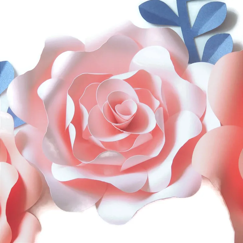 Сделай Сам искусственные цветы фон гигантские бумажные 5 шт. + листья украшение